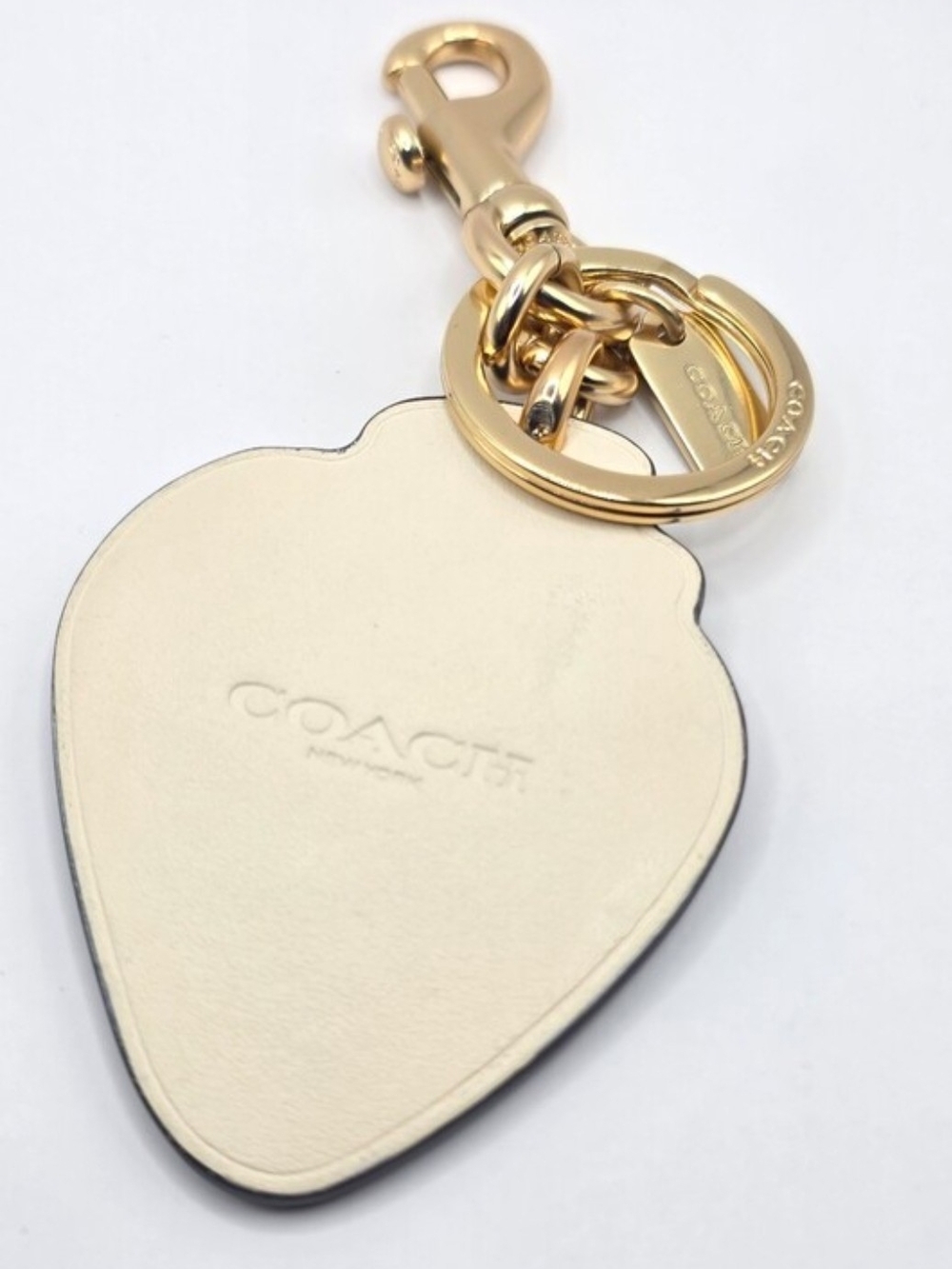 COACH Strawberry Leather Key Chain - White & Red With Coach Dustbag - Picture 6 of 6